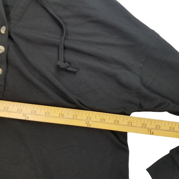 LuckyMore Hoodie Casual V Neck Long Sleeve Henley Oversized Top Womens L Black - Picture 14 of 15